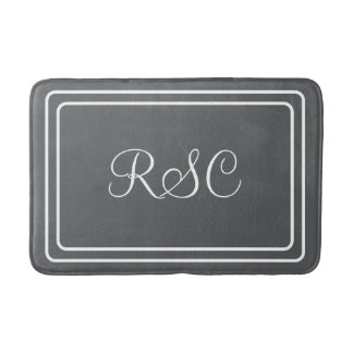 Initials or name dark grey round corners bathmat