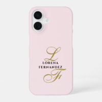 Initials Pastel Pink Minimalist Gold Calligraphy