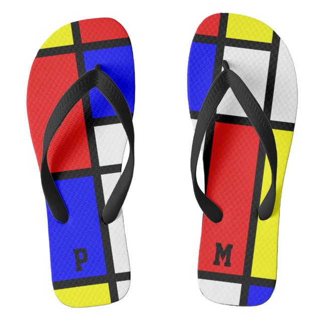 Initials Piet Mondrian Style Modern Art Pattern Jandals (Footbed)