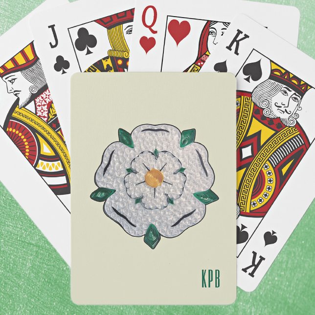 Initials, Quilled Yorkshire White Rose  Playing Cards (Creator Uploaded)