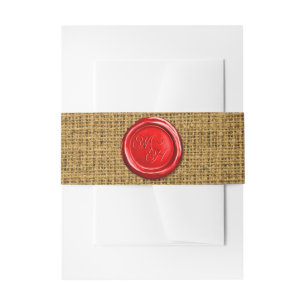 Initials Red Retro Wax Stamp Wedding Favour Custom Invitation Belly Band