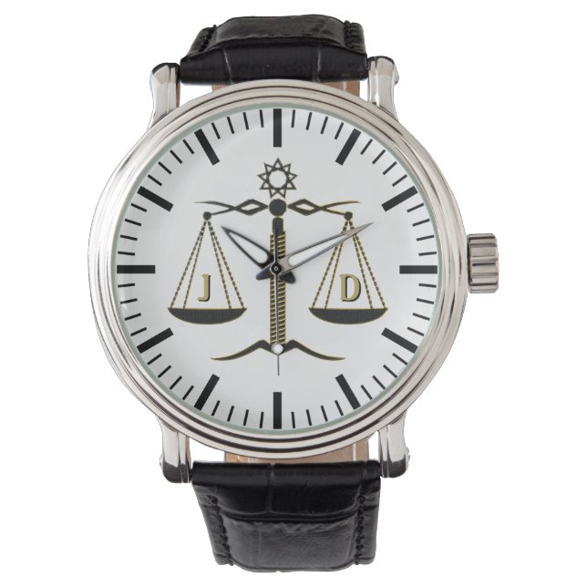 Initials Scales of Justice | Law Best Gifts Watch (Front)