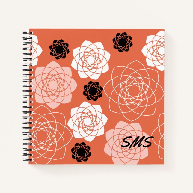 Initials Succulent Symmetry Terracota Notebook (Front)