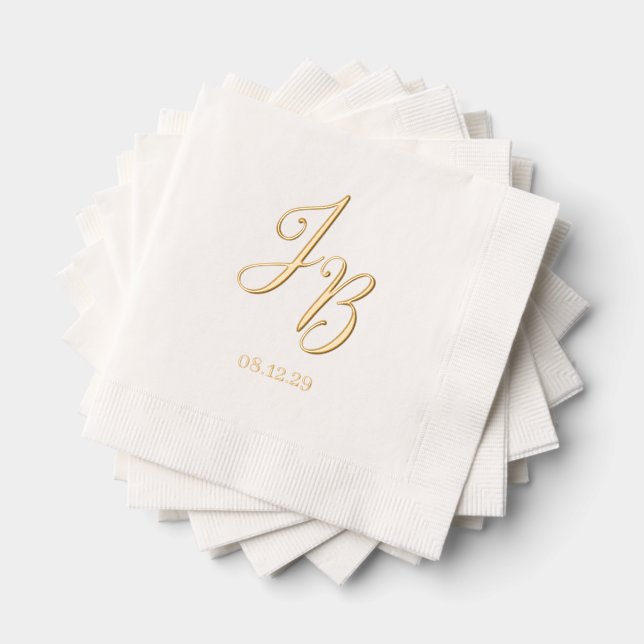 Initials Wedding  Foil Napkins (Insitu (Stacked))