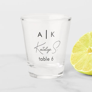 Initials Wedding Shot Glass Favour Table Numbers