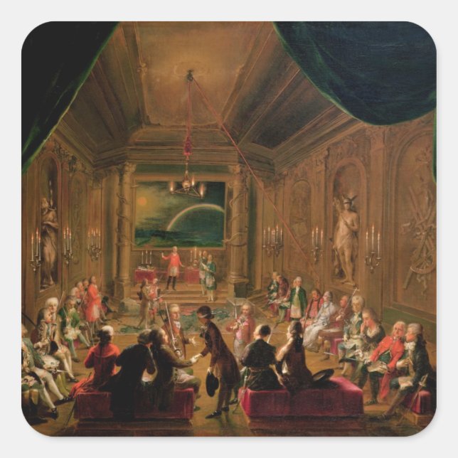 Initiation ceremony in a Viennese Masonic Square Sticker (Front)