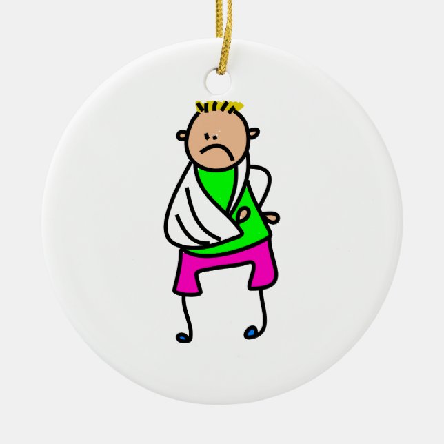 Injured Kid Ceramic Tree Decoration (Front)