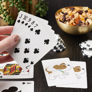 Injured Puppy Dog with Bandaged Paw Playing Cards
