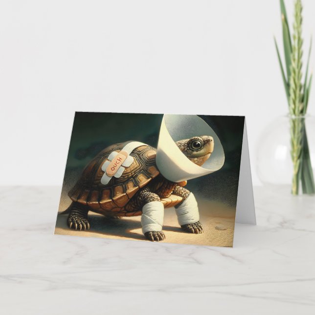 Injured Tortoise Get Well Soon Card (Front)