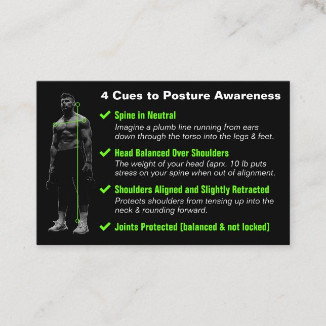 Injury Prevention Posture Awareness Cues Business  Business Card (Front)