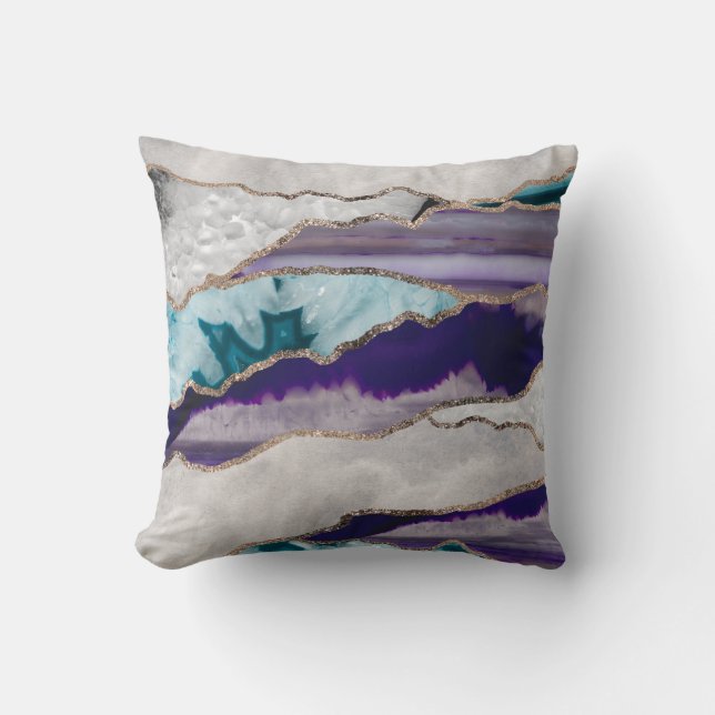 Ink Agate Gold Glitter Glam #2 (Faux Glitter) #art Cushion (Front)