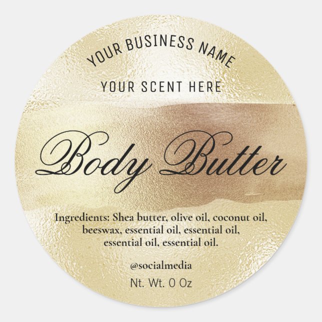 Ink And Foil Product Labels In A Gold Style (Front)