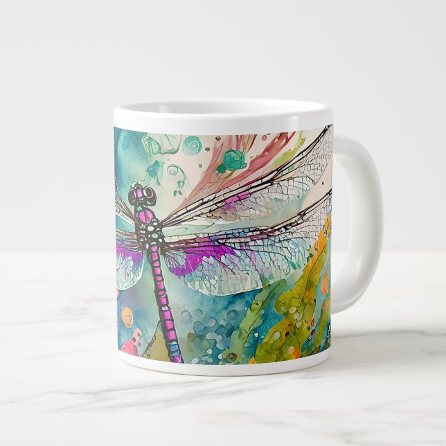 Ink and Pen Watercolor Dragonfly Speciality Mug (Front Right)