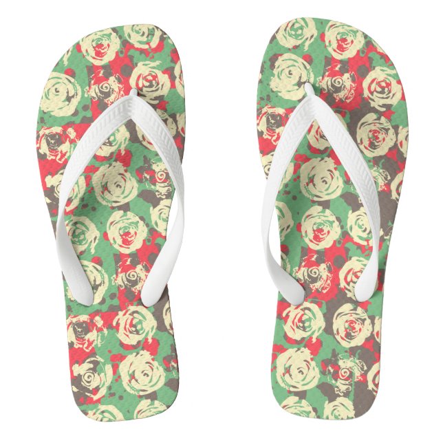 Ink and Roses Harmony - Seamless Pattern Jandals (Footbed)