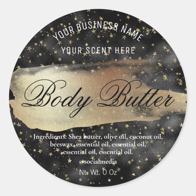 Ink And Stars Black Gold Body Butter Labels (Front)