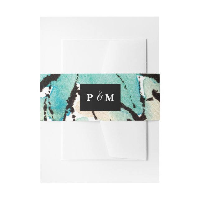 Ink and Water Customisable Wedding Belly Band Invitation Belly Band (Front Example)