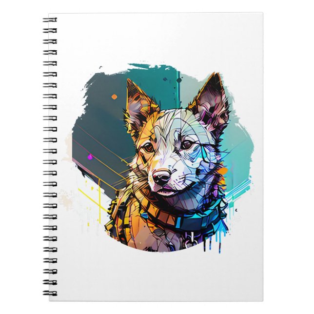 Ink Art Style Dog Portrait Notebook (Front)