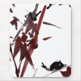 Ink art with snail and red bamboo mouse pad