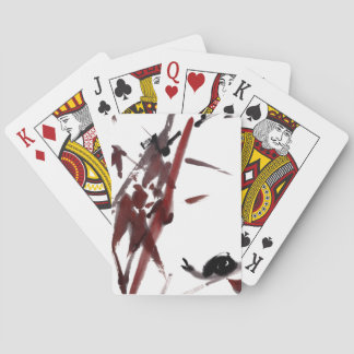 Ink art with snail and red bamboo playing cards