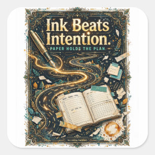 "Ink Beats Intention" Planner Tee Square Sticker