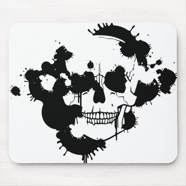 Ink Blots Creating A Skull Silhouette Mouse Pad (Front)
