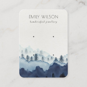 Ink Blue Navy Pine Wood Mountain 2 Earring Display Business Card
