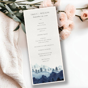 Ink Blue Pine Mountain Wedding Ceremony Program Invitation