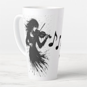 Ink‑Born Violinist in the Storm of Sound Latte Mug