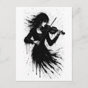 Ink‑Born Violinist in the Storm of Sound Postcard