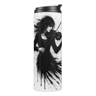 Ink‑Born Violinist in the Storm of Sound Thermal Tumbler