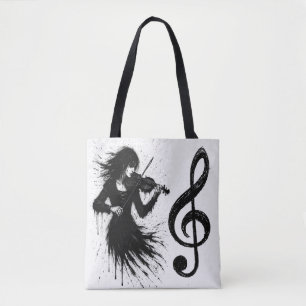 Ink‑Born Violinist in the Storm of Sound Tote Bag