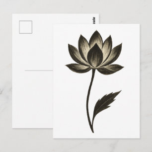 Ink Brush Lotus – Minimalist Floral Design on Postcard