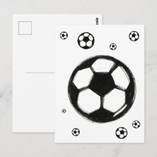 Ink Brush Soccer Ball – Sports Illustration on Postcard