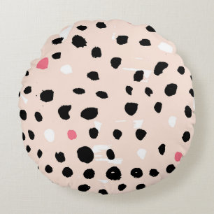 Ink Brush Strokes: Artistic Texture Round Cushion