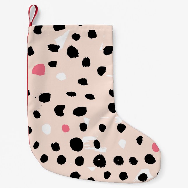 Ink Brush Strokes: Artistic Texture Small Christmas Stocking (Front)