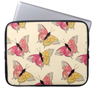 ink butterflies flying seamless pattern in ivory o laptop sleeve
