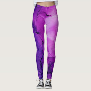 Ink Cloud Swirl Abstract Trendy Deep Blue Violet Leggings