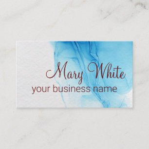 Ink Cloud Swirl Trendy Modern Aqua Blue Brown Text Business Card