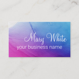 Ink Cloud Swirl Trendy Modern Aqua Blue Violet Business Card