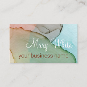 Ink Cloud Swirl Trendy Modern Caramel Green Blue Business Card