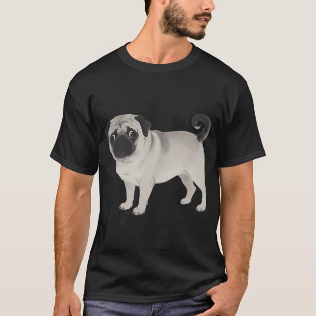 Ink Drawing Art for Pug T-Shirt (Front)