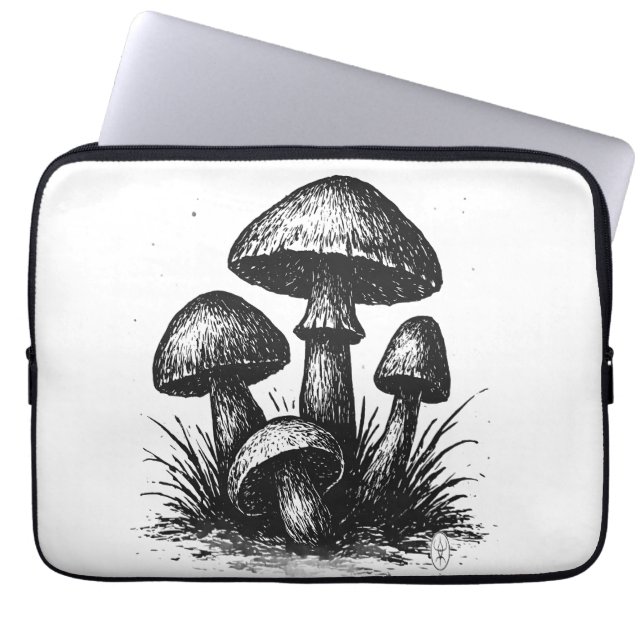 Ink‑Drawn Mushroom Cluster Tote Bag (Front)