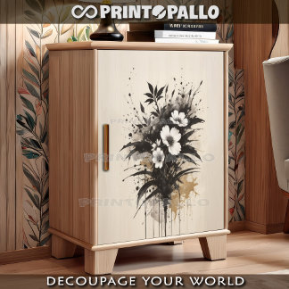 Ink drowing white flowers bouquet tissue paper