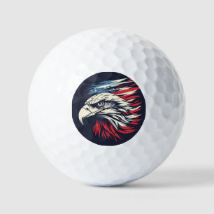Ink Eagle & American Flag Art Freedom Never Fades Golf Balls