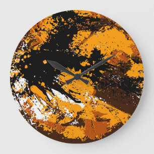 Ink Explosion: Colourful Abstract Splashes Large Clock
