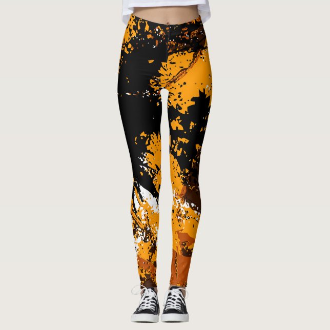 Ink Explosion: Colourful Abstract Splashes Leggings (Front)