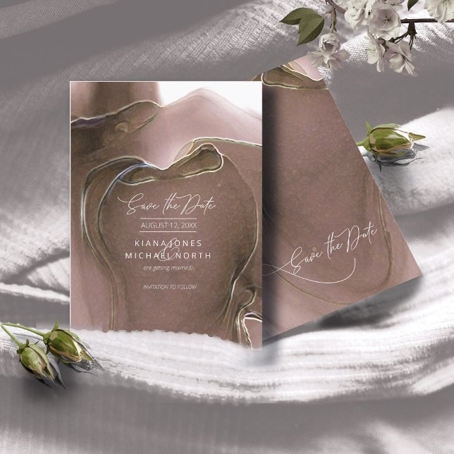 Ink Flow Wedding Save the Date Taupe ID762 (Creator Uploaded)
