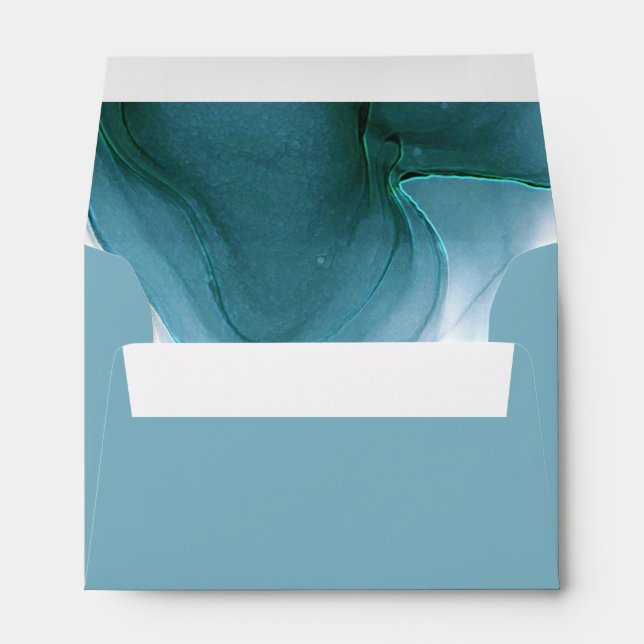 Ink Flow Wedding Teal ID762 Envelope (Back (Bottom))