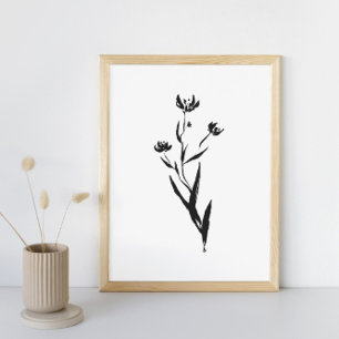 Ink Flower : A Minimalist Floral Art in Black Poster