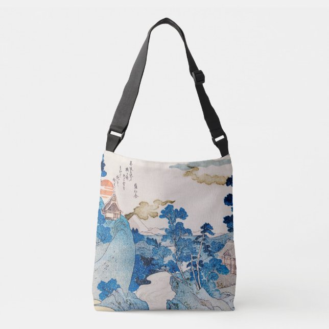Ink Graphics Asian Landscape Crossbody Bag (Front)
